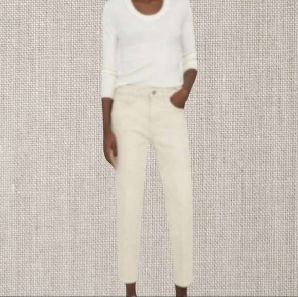 Theory cream denim straight leg classic Capsule Wardrobe pants/ jeans W 33. L31 - Picture 1 of 10